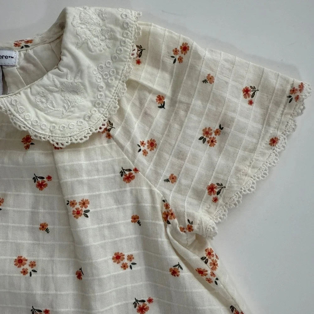 Cupcakes and Cashmere Baby Girl Floral Dress Peter Pan Collar Cottagecore 24M‎